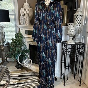 Fashion Nova Navy Blue Key Print Jumpsuit